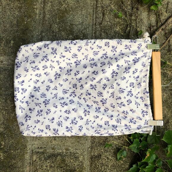 Oscar De La Renta Dust Bag Blue Porcelain Floral Pattern Print Drawstring - Picture 4 of 7